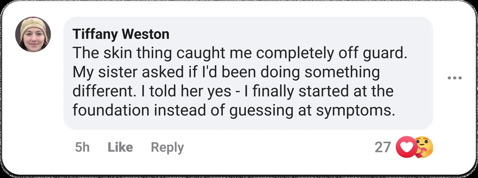 Facebook post — reader sharing results