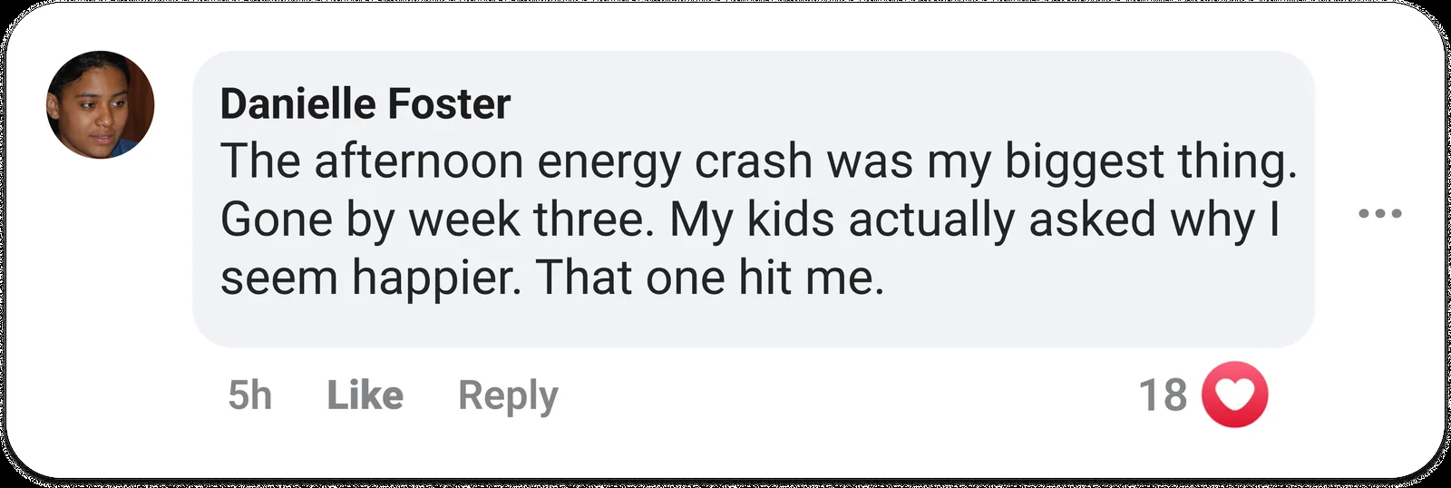 Facebook post — reader sharing results